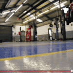 Garage Floor Screed red yellow and grey screeded floor