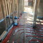 Underfloor Heating Installation complete, doorway to a new build home previous to concrete liquid
