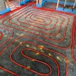Underfloor Heating Installation complete - red piping