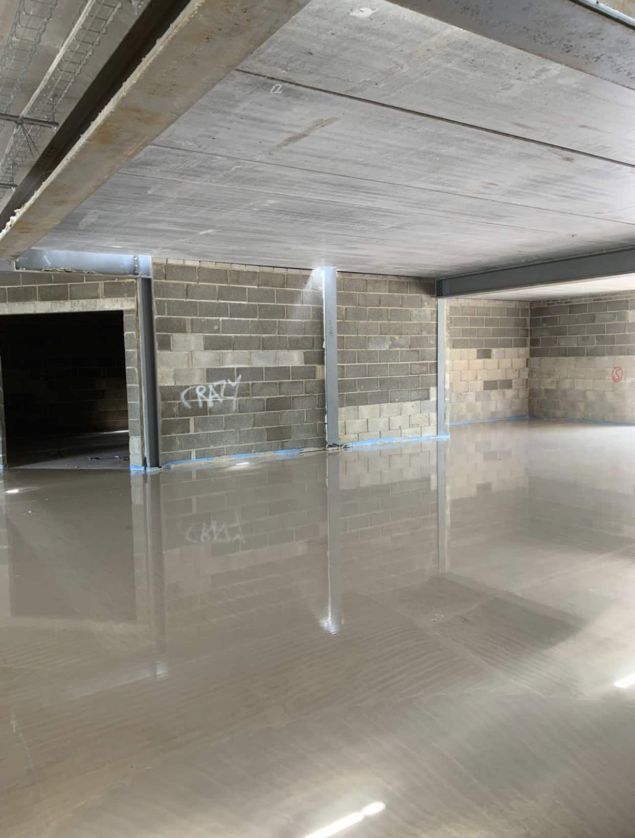 Finished Floor Screed - underground car park - complete