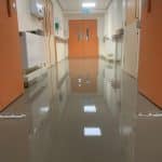 screeded hospital hallway - floor installation complete