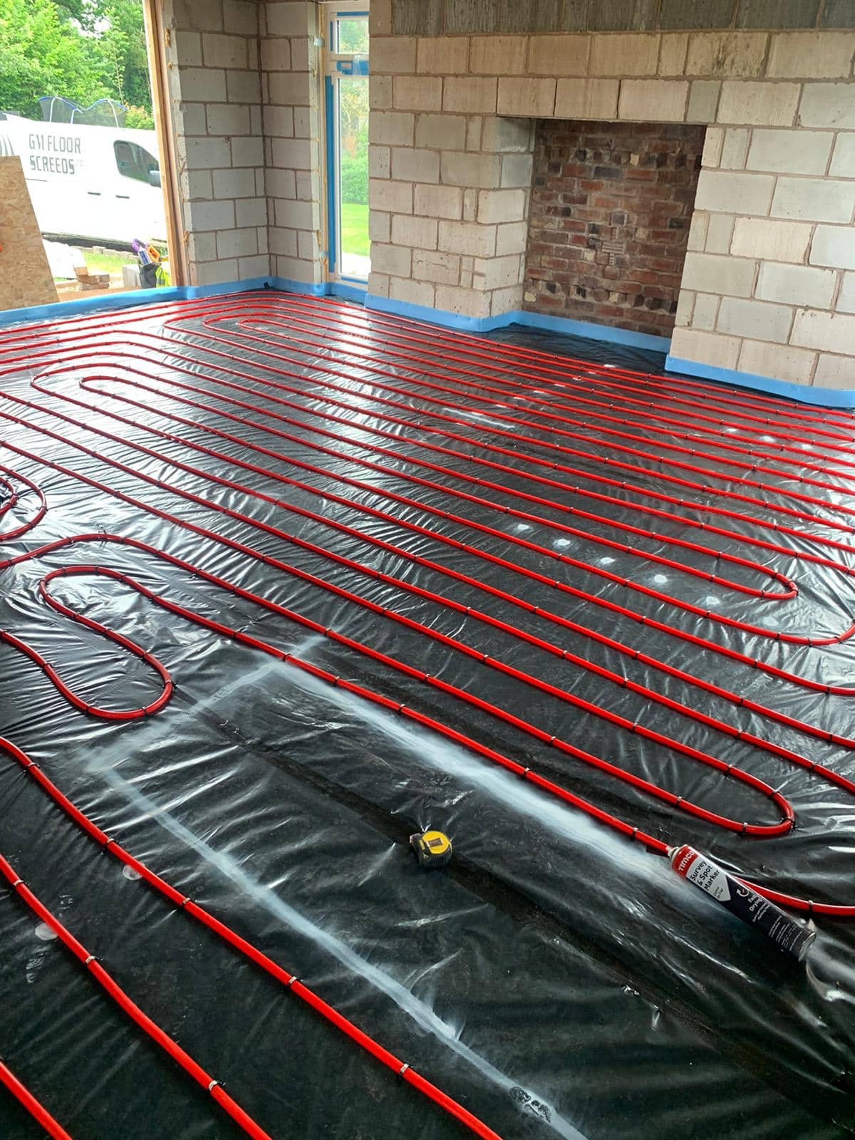 Fully Laid Under Floor Heating system pipes installed before screeding