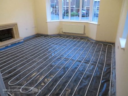 upgrade to livingroom - Underfloor heating system before liquid poured
