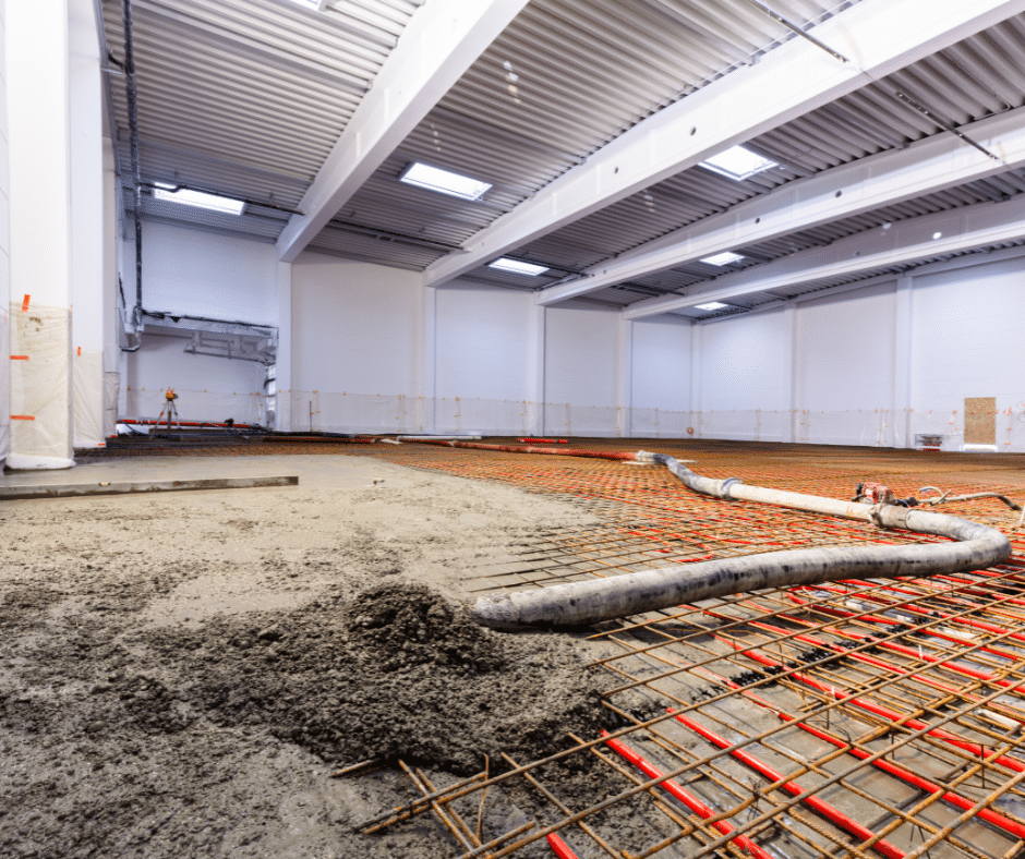concrete screed over floor heating installation