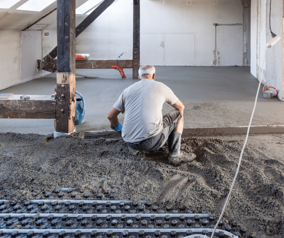 A GM Floor screeder supplying screeding to a floor in Birmingham
