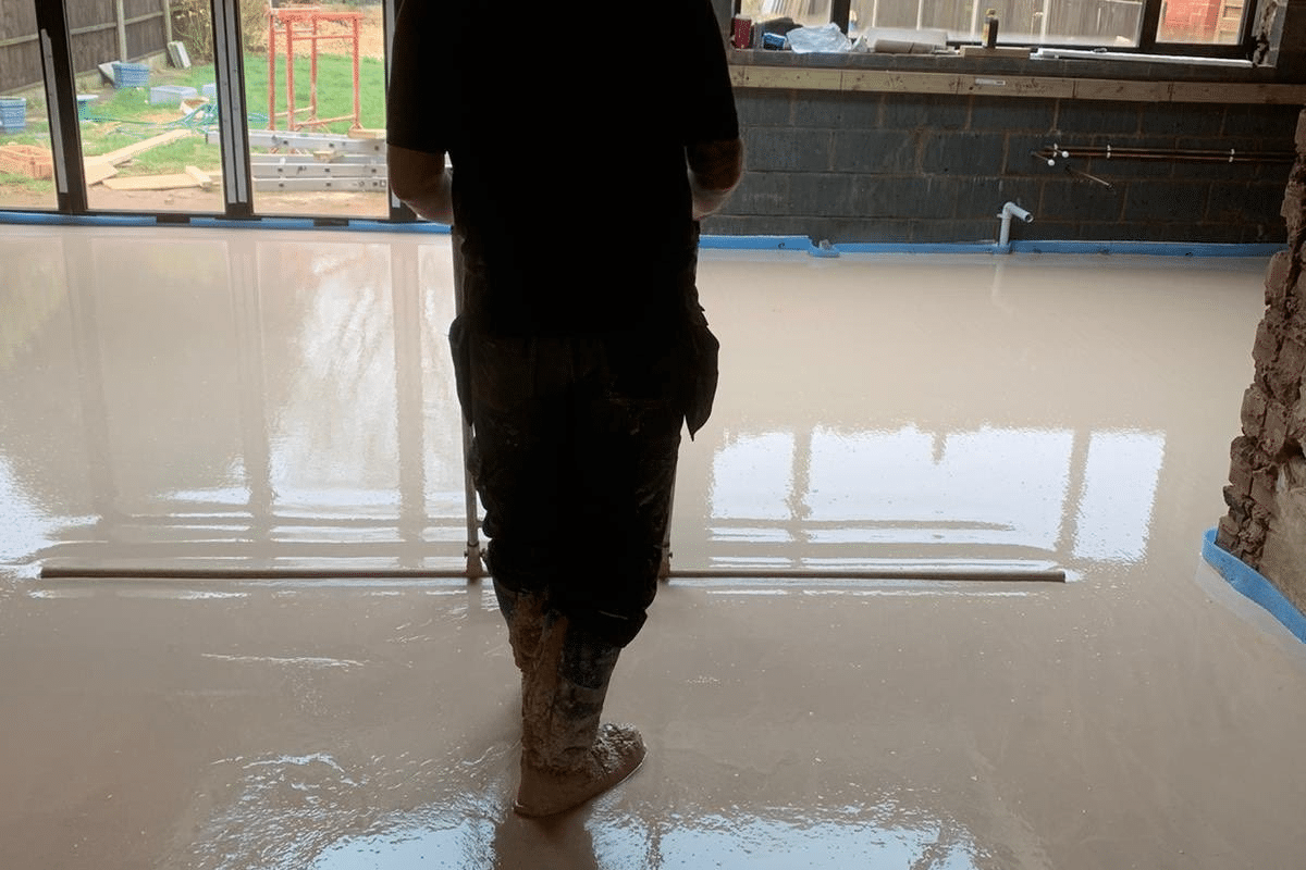 A underfloor heating system installed with liquid flow screed in a Birmingham property by GM Floor Screeds
