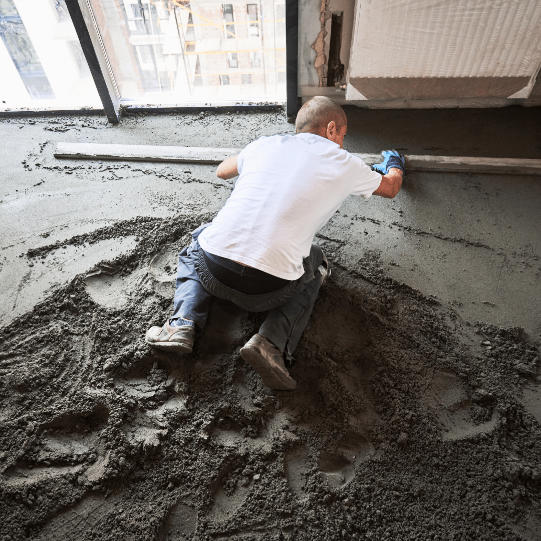 Concrete screeding being installed by GM Floor Screeds: concrete screed contractors UK