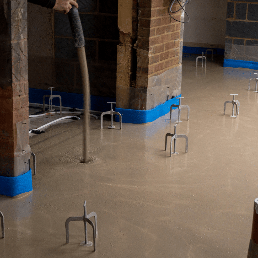 Underfloor heating installed with liquid screeds in a domestic property by GM Floor Screeds