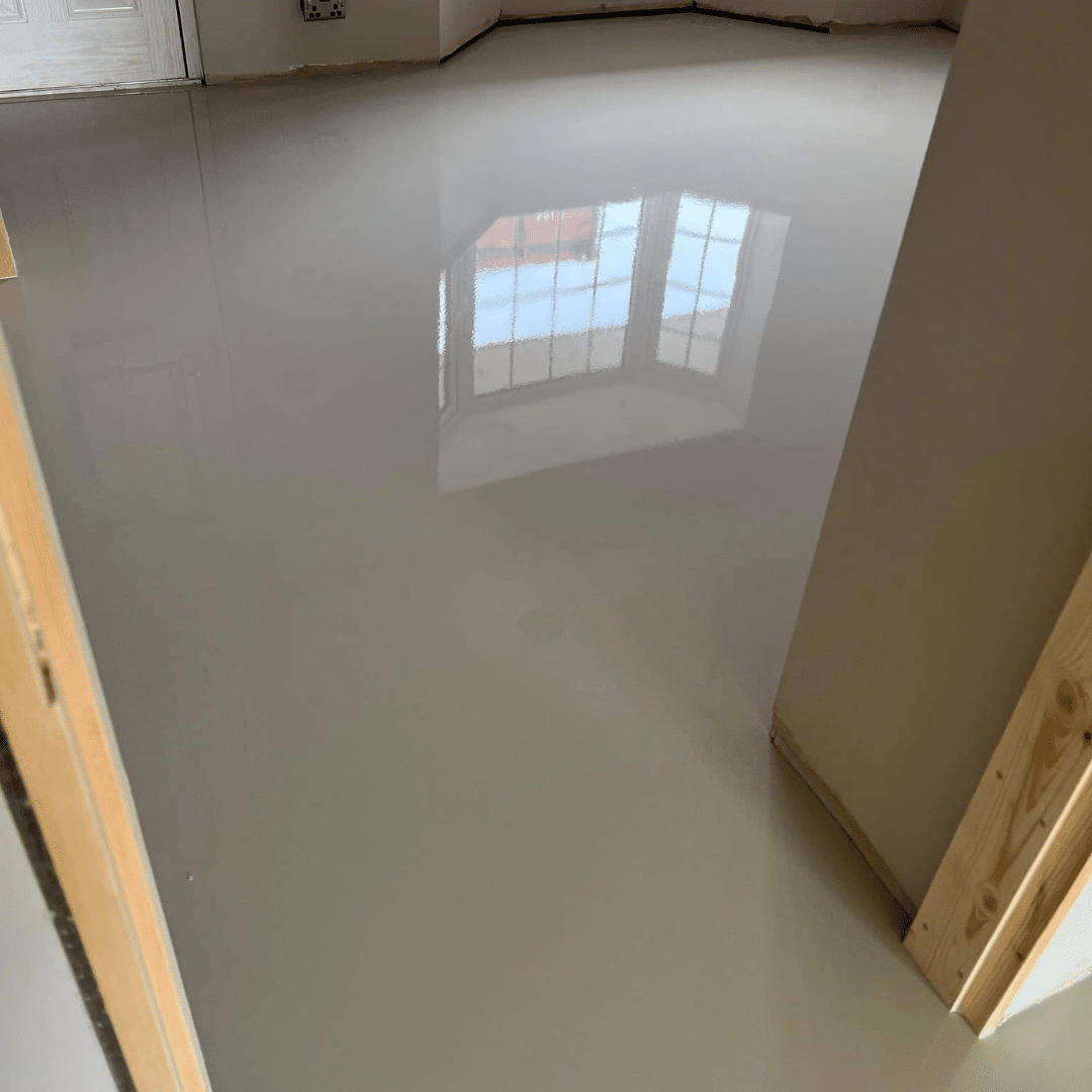 An underfloor heating system installed in a Worcester property with liquid screed